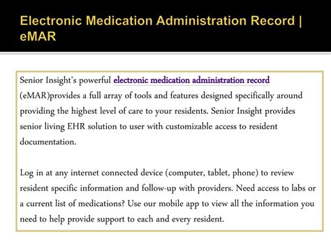 emarb|Electronic Medication Administration Record (eMAR)